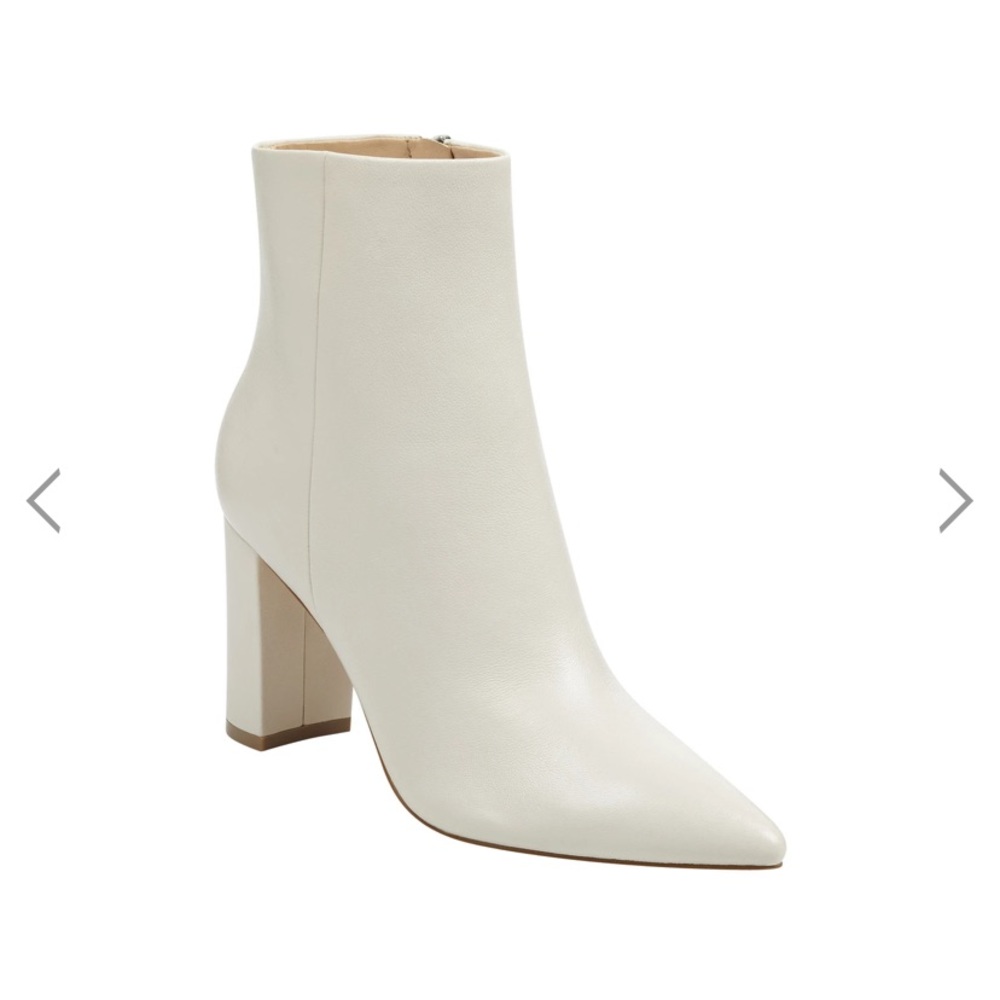 Ivory Leather Marc Fisher LTD Ulani Heeled Bootie